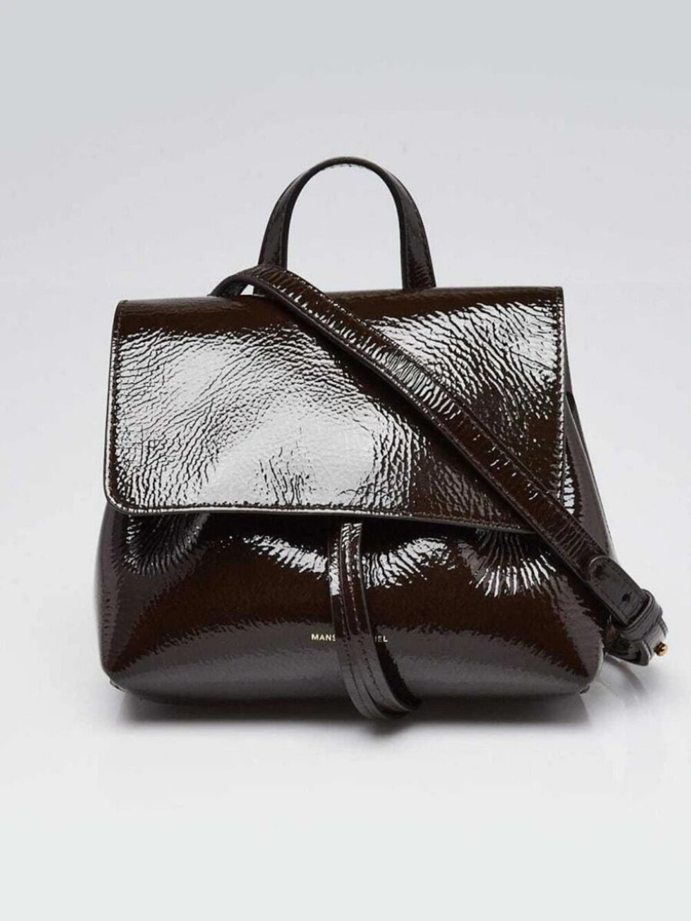 Mansur Gavriel Cacao Patent Calf Leather Mini Soft Lady Bag